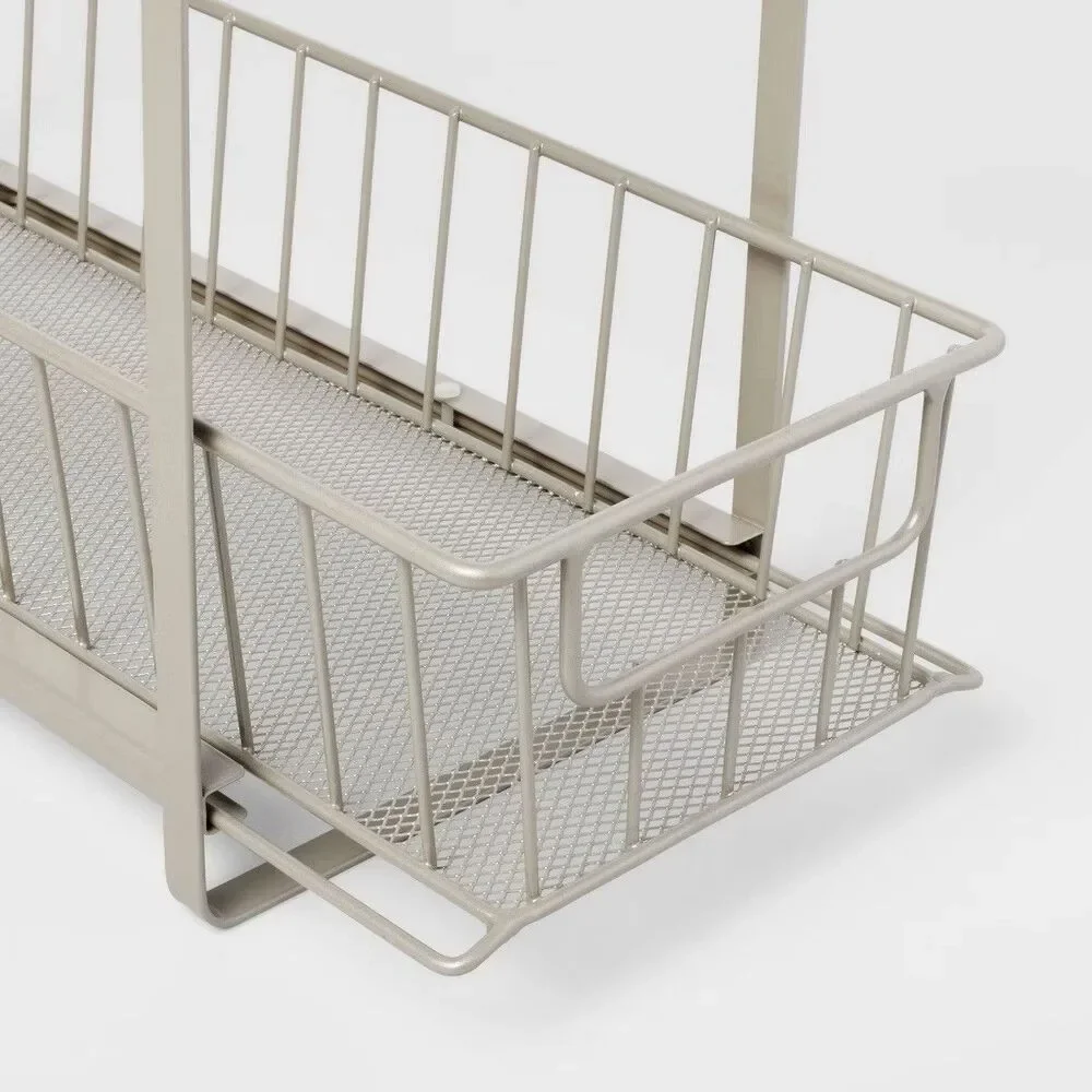 Two Tiered Slide Out Organizer Brushed Nickel Brightroom Kitchen Cabinet